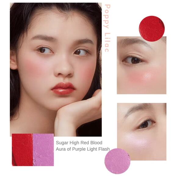 2 x HEDONE Mood Shot Two-Tone Paste Blush Poppy Lilac & Rosy Latte - Picture 5 of 10